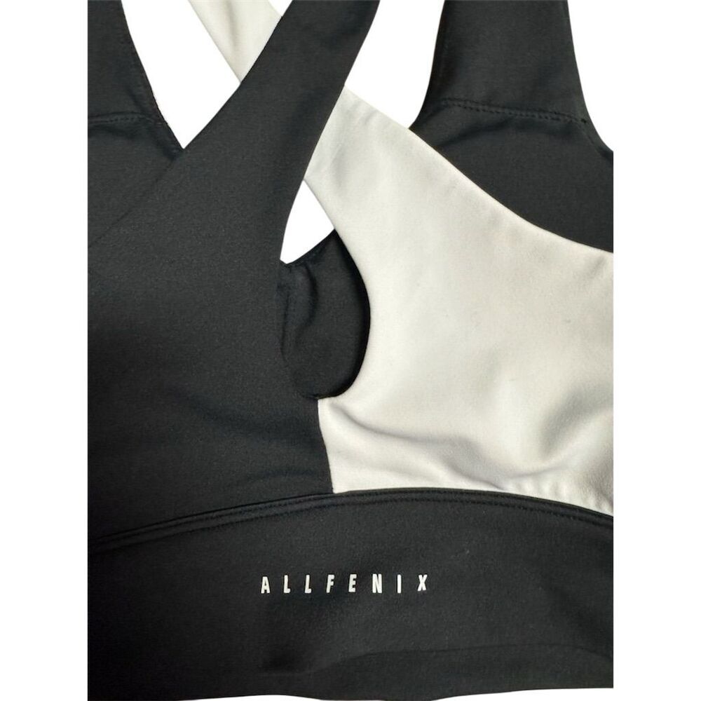 AllFenix Women's Colorblock Crisscross  black and white Sports Bra Black Size S - Picture 3 of 6